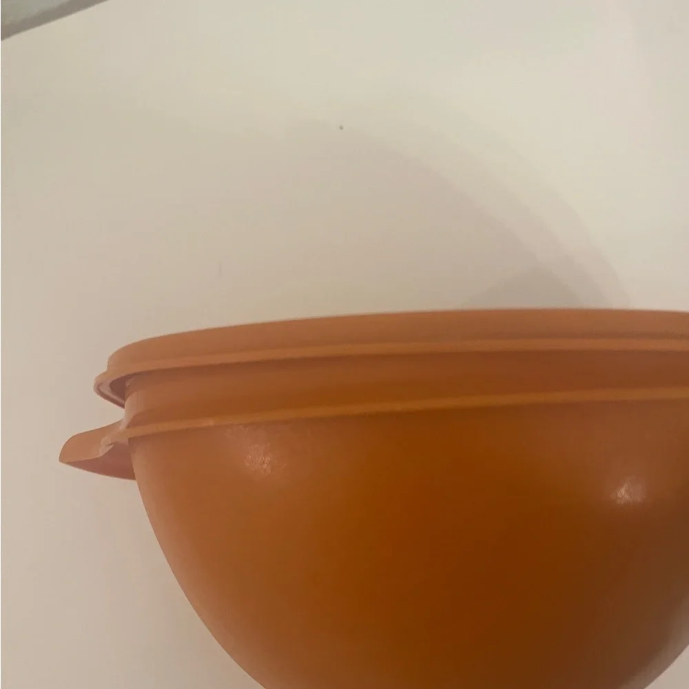 Vintage Tupperware Orange Servalier Bowl with Lid • Retro Kitchen Storage •